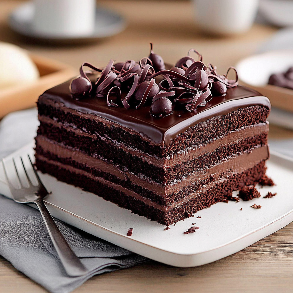 Recipe preparation for Dark Chocolate Cake