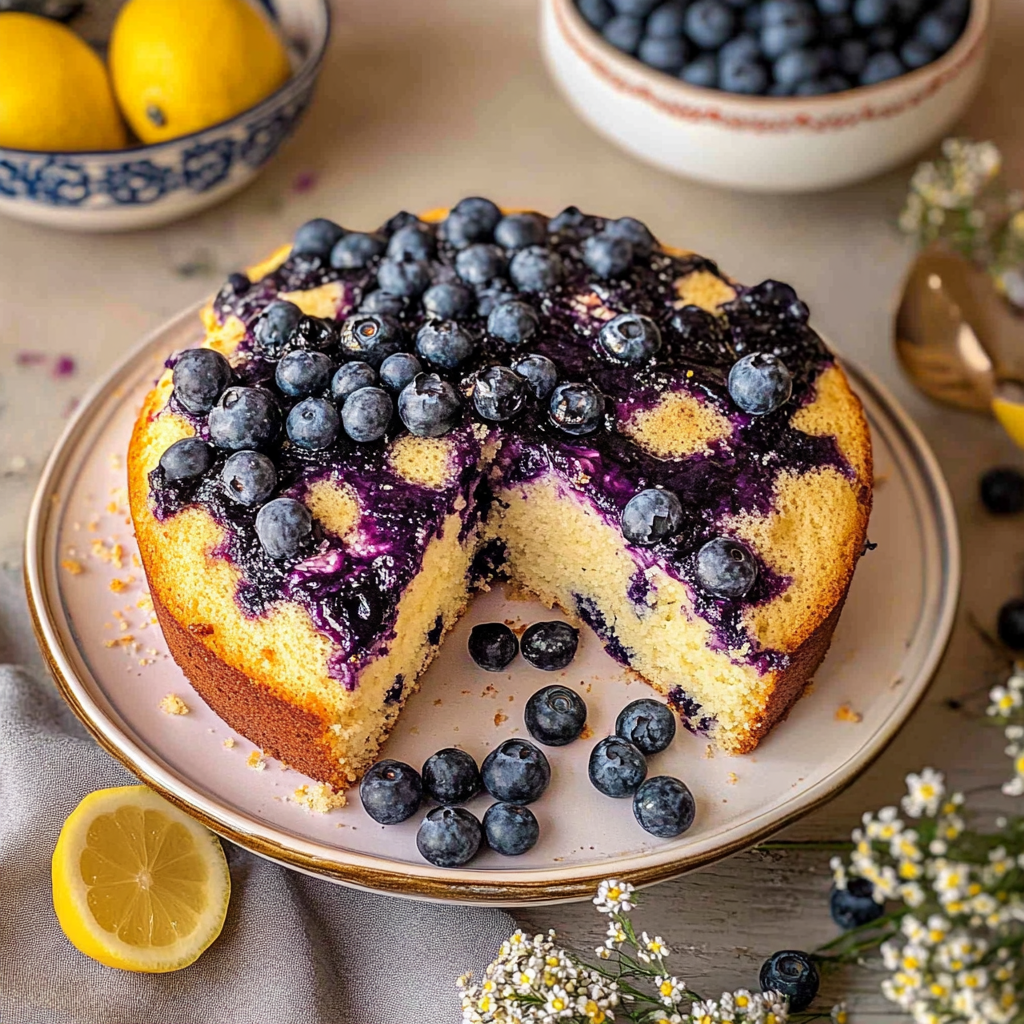 Recipe preparation for Lemon Blueberry Cake