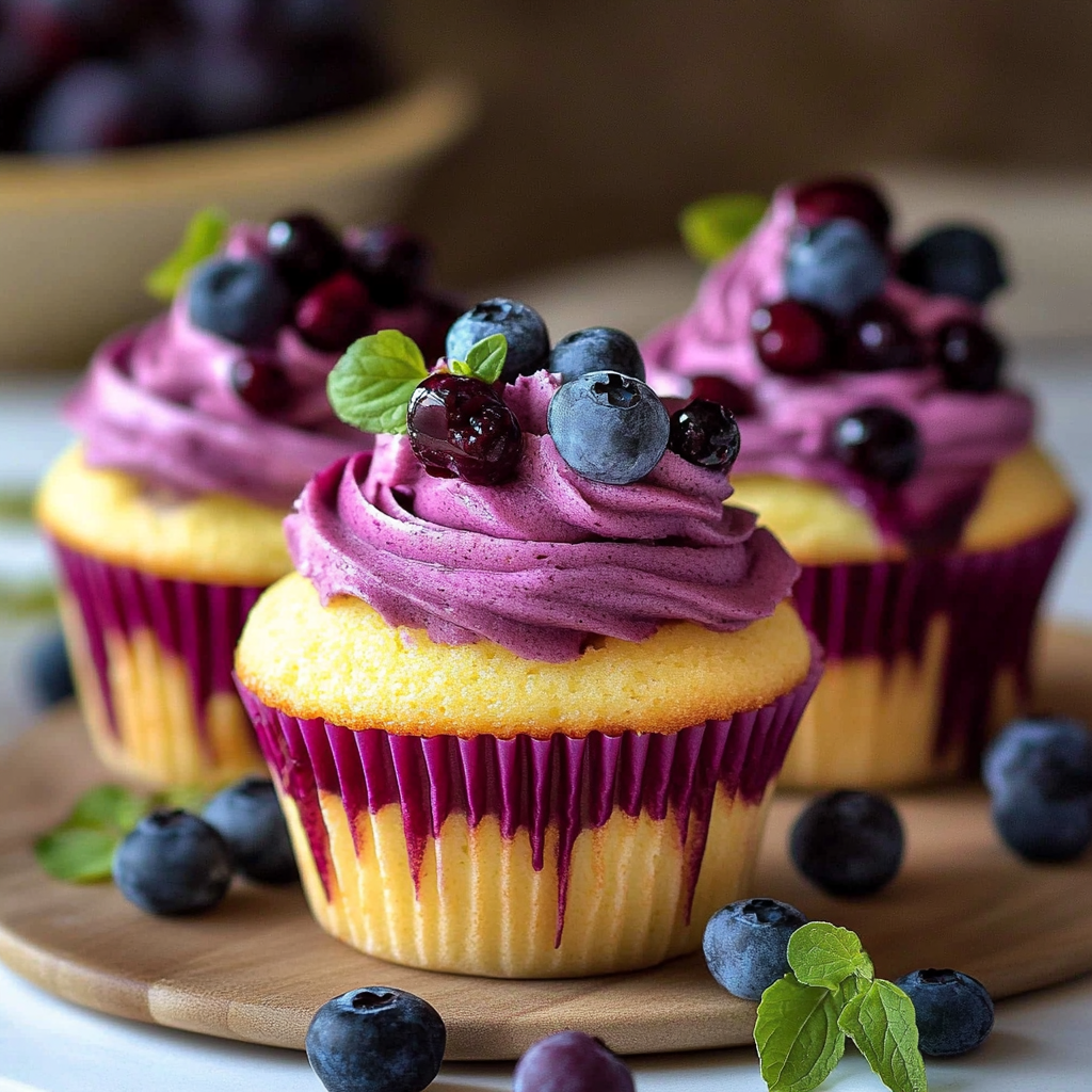 Recipe preparation for Lemon Blueberry Cupcakes