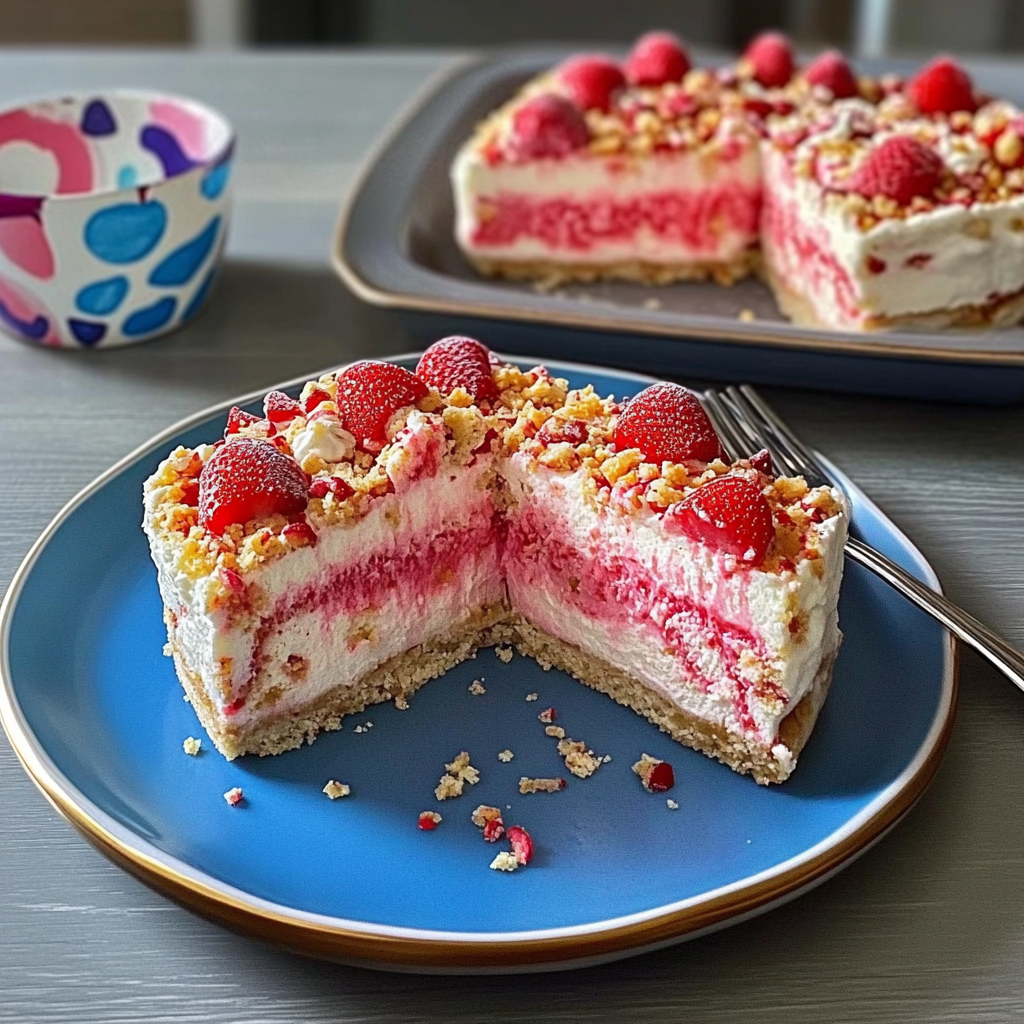 Recipe preparation for Strawberry Crunch Cake