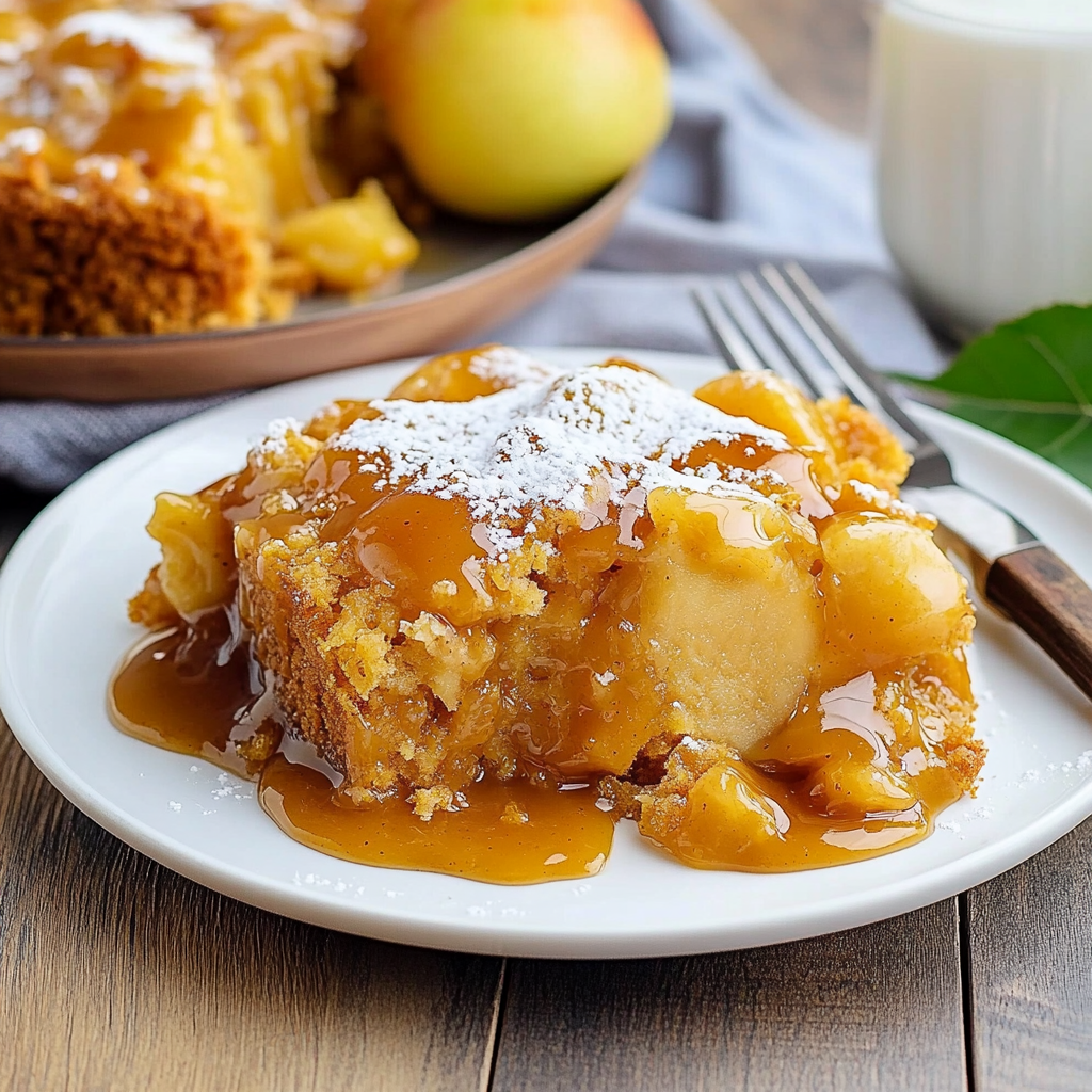 Recipe preparation for Caramel Apple Dump Cake