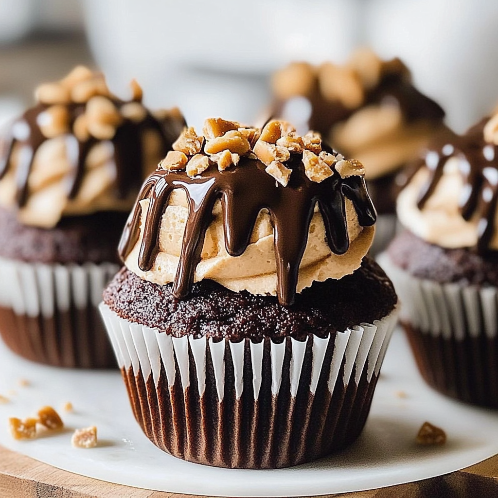 Recipe preparation for Chocolate Peanut Butter Cupcakes