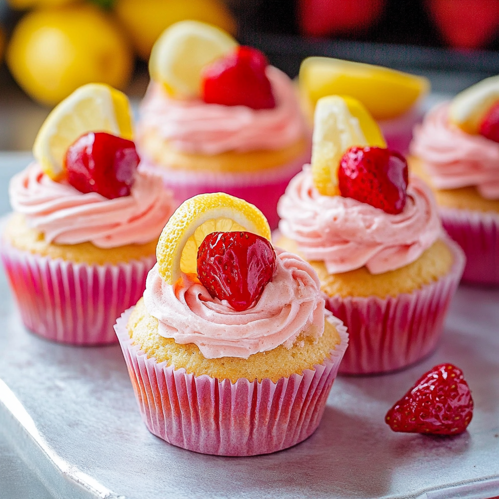 Recipe preparation for Strawberry Lemonade Cupcakes