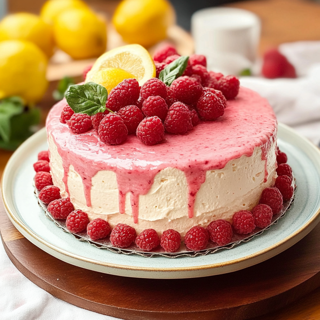 Recipe preparation for Lemon Raspberry Cake