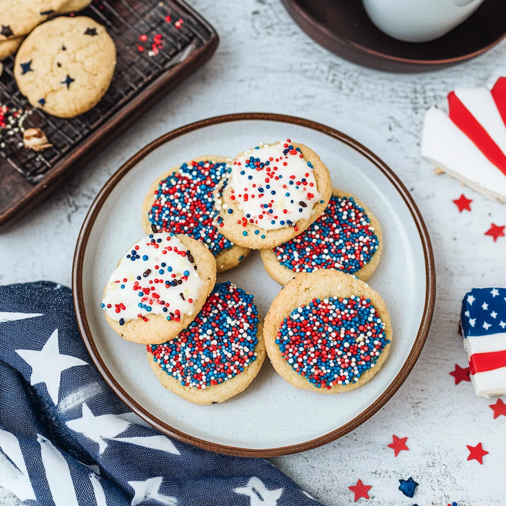 Recipe preparation for 4th of July Sprinkle Cake Mix Cookies