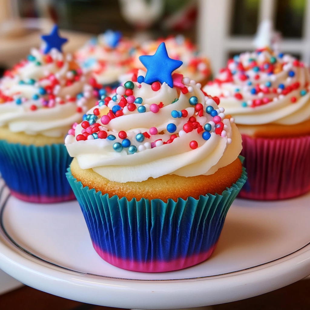 Recipe preparation for 4th of July Funfetti Cupcakes