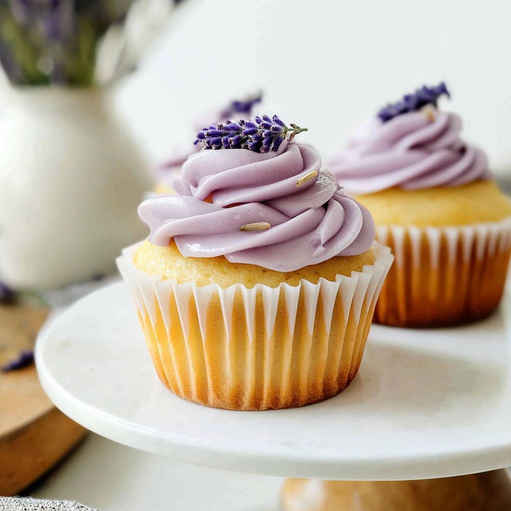Recipe preparation for Lavender Honey Cupcakes