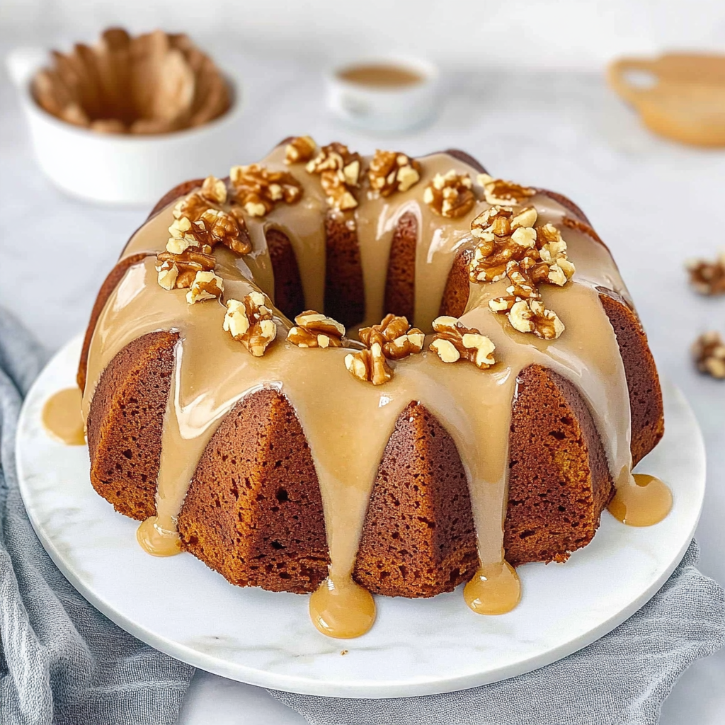 Recipe preparation for Maple Walnut Bundt Cake