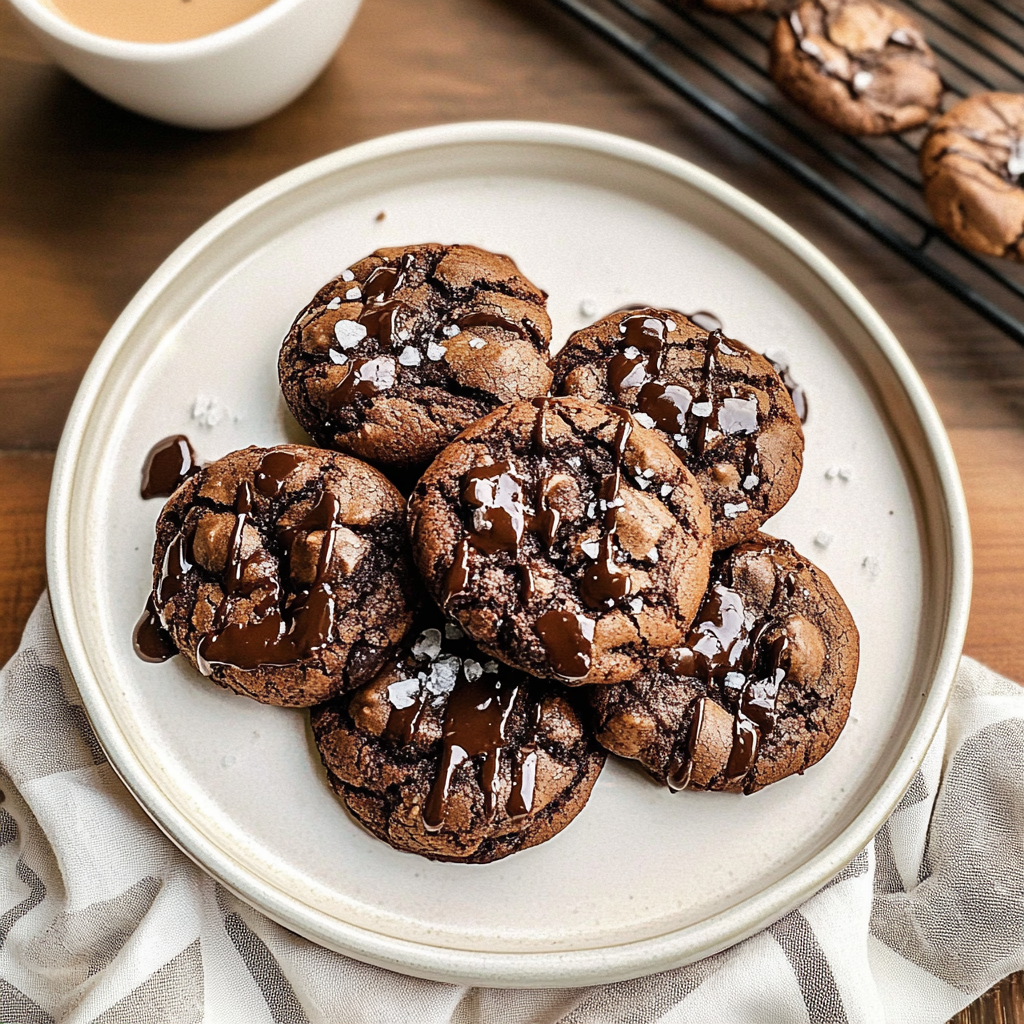 Recipe preparation for Dark Chocolate Sea Salt Cookies