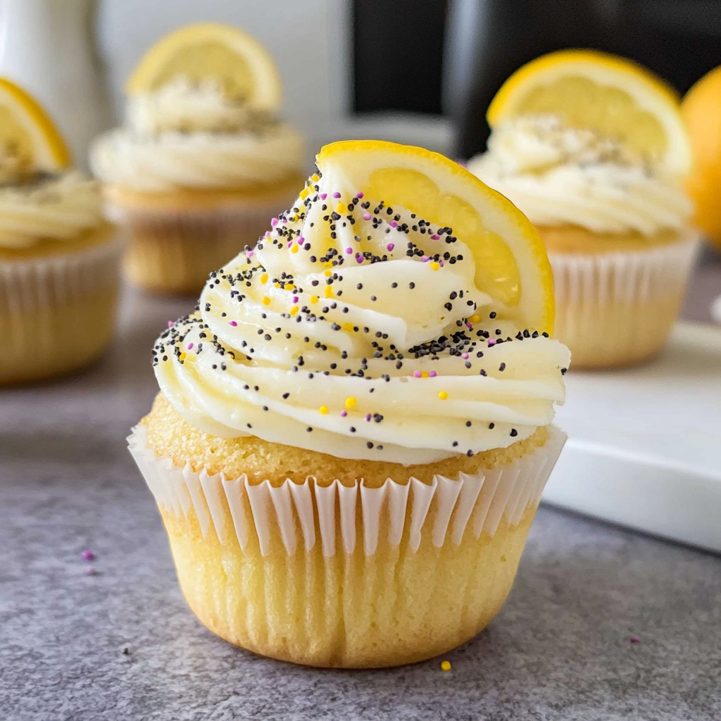 Recipe preparation for Lemon Poppy Seed Cupcakes