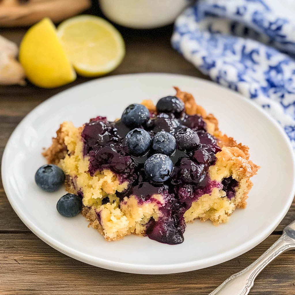 Recipe preparation for Lemon Blueberry Dump Cake