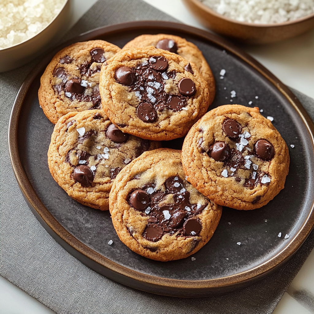 Recipe preparation for Dark Chocolate Sea Salt Cookies