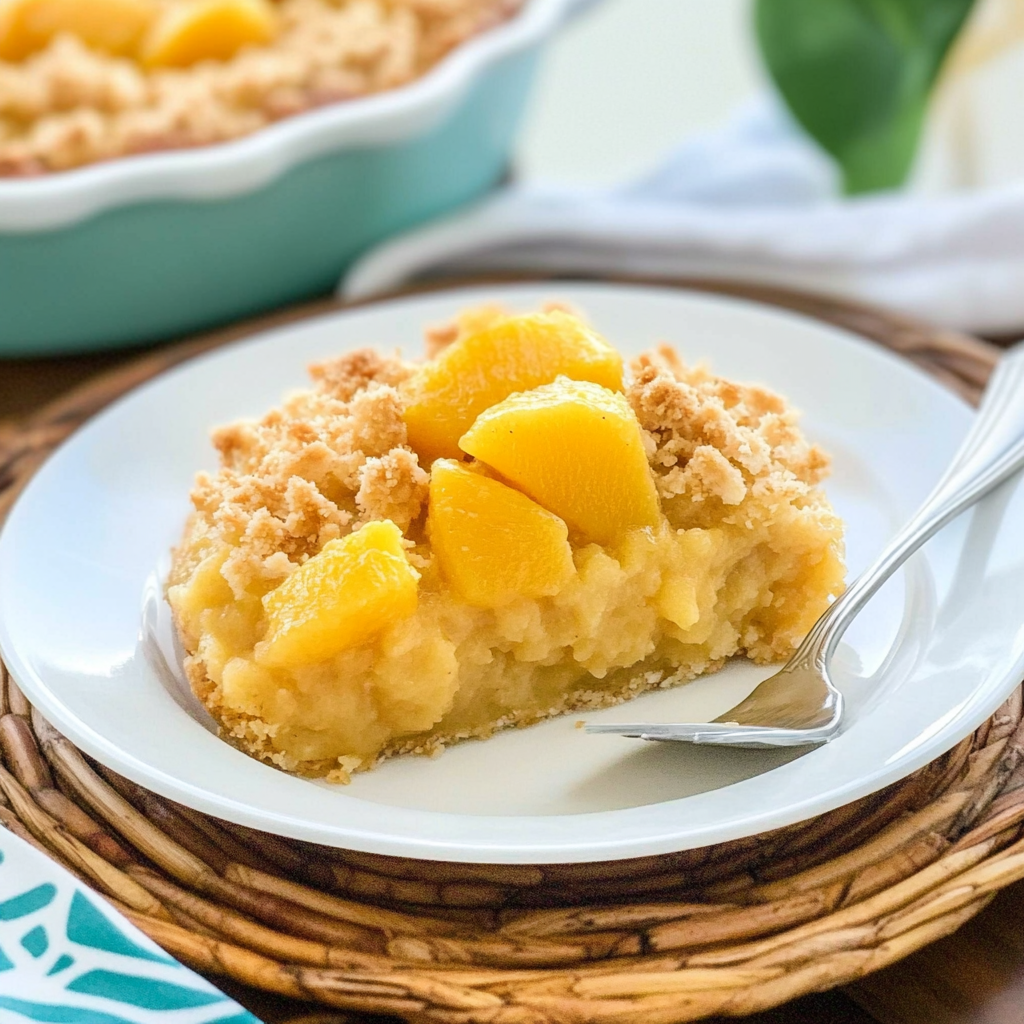 Recipe preparation for Tropical Mango Coconut Dump Cake