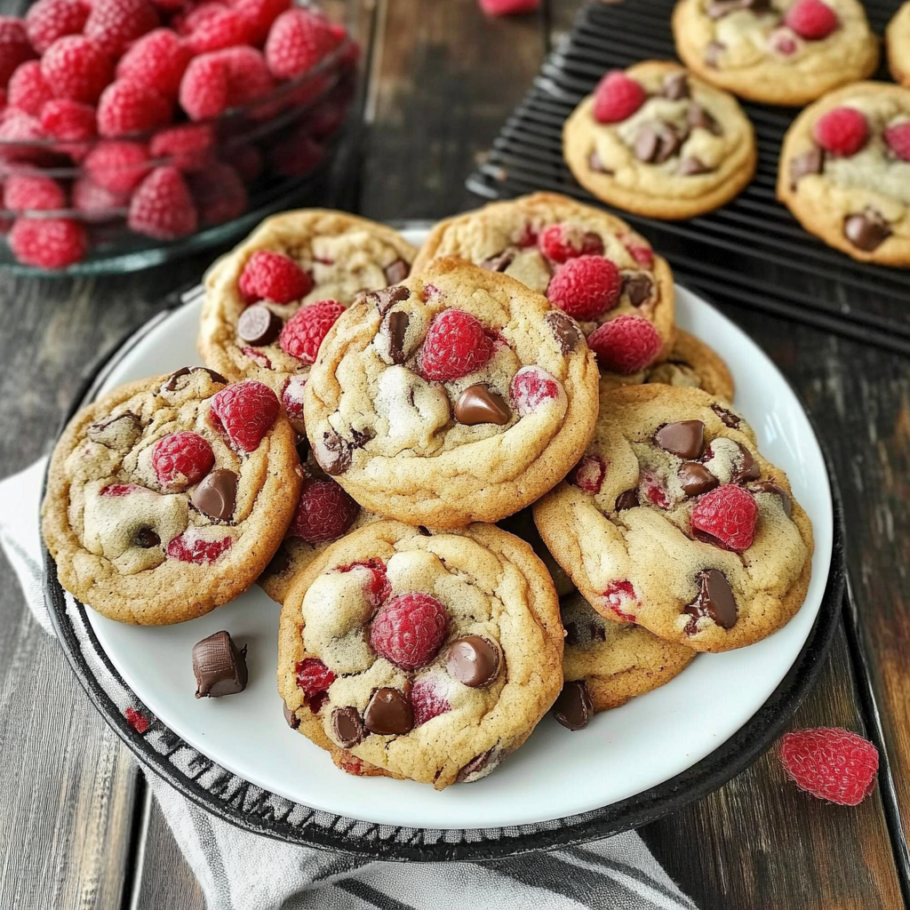 Recipe preparation for Irresistible Raspberry Chocolate Chip Cookies Recipe