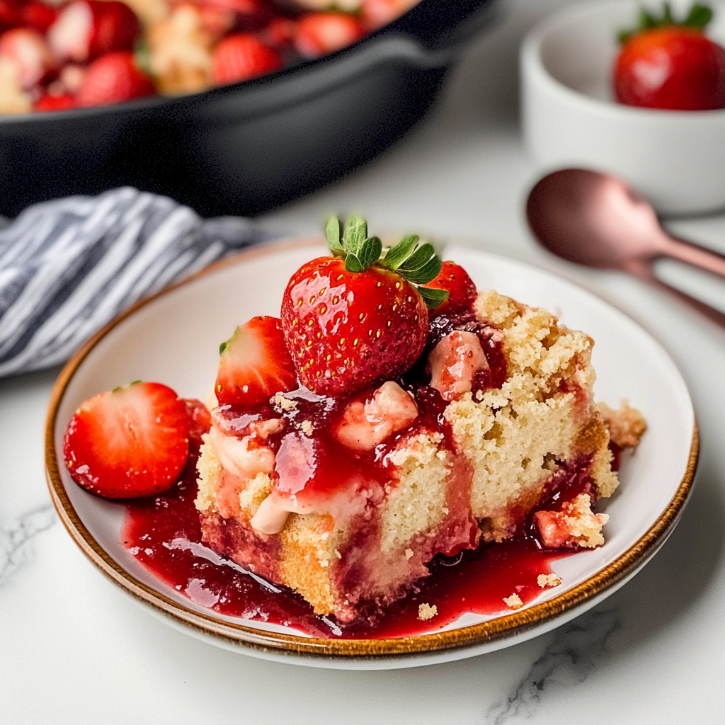 Recipe preparation for Strawberry Dump Cake