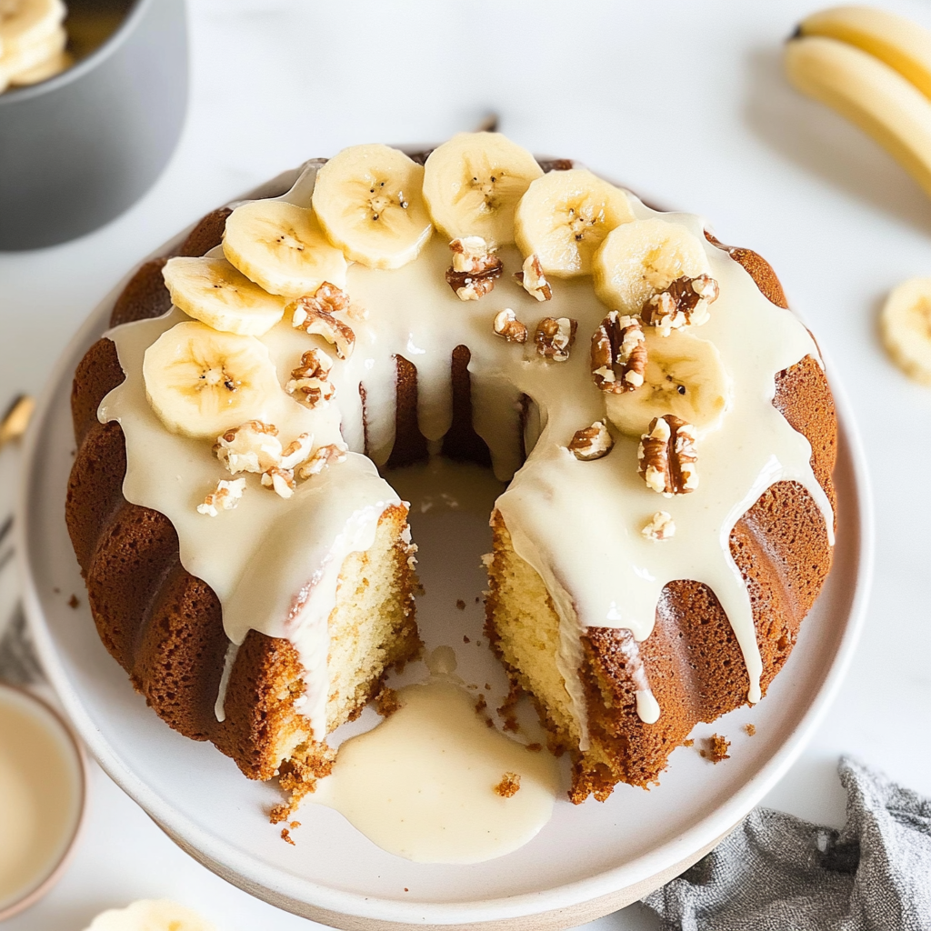 Recipe preparation for Banana Bread Bundt Cake