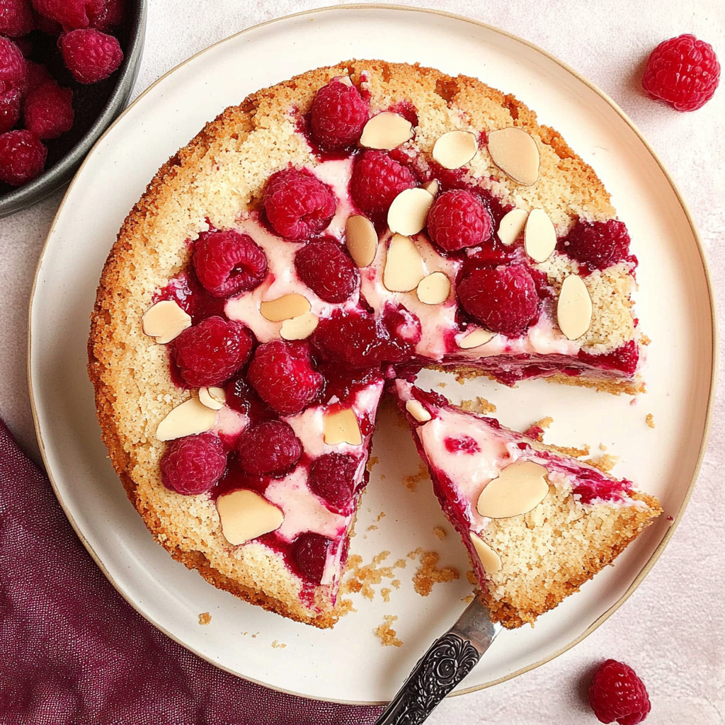 Recipe preparation for raspberry almond cake