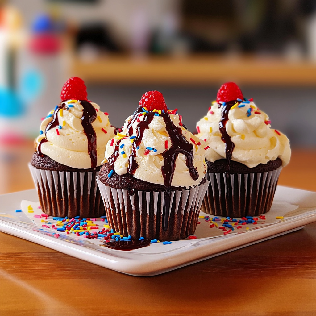 Recipe preparation for ice cream sundae cupcakes