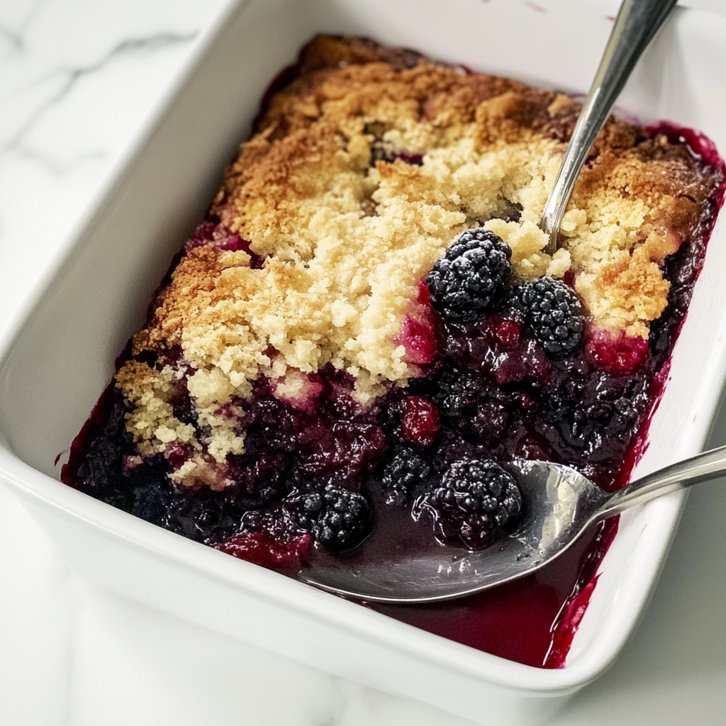 Recipe preparation for mixed berry dump cake