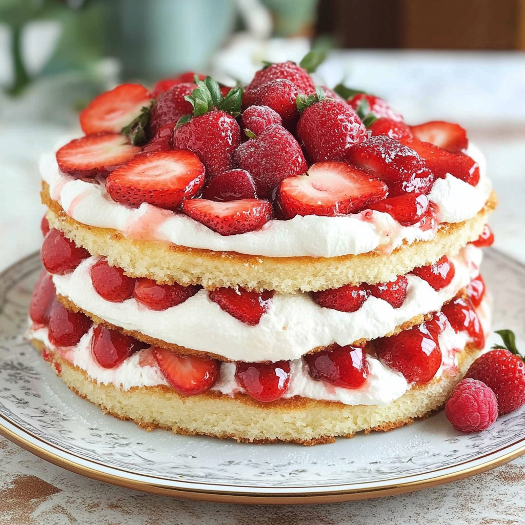 Recipe preparation for strawberry shortcake layer cake