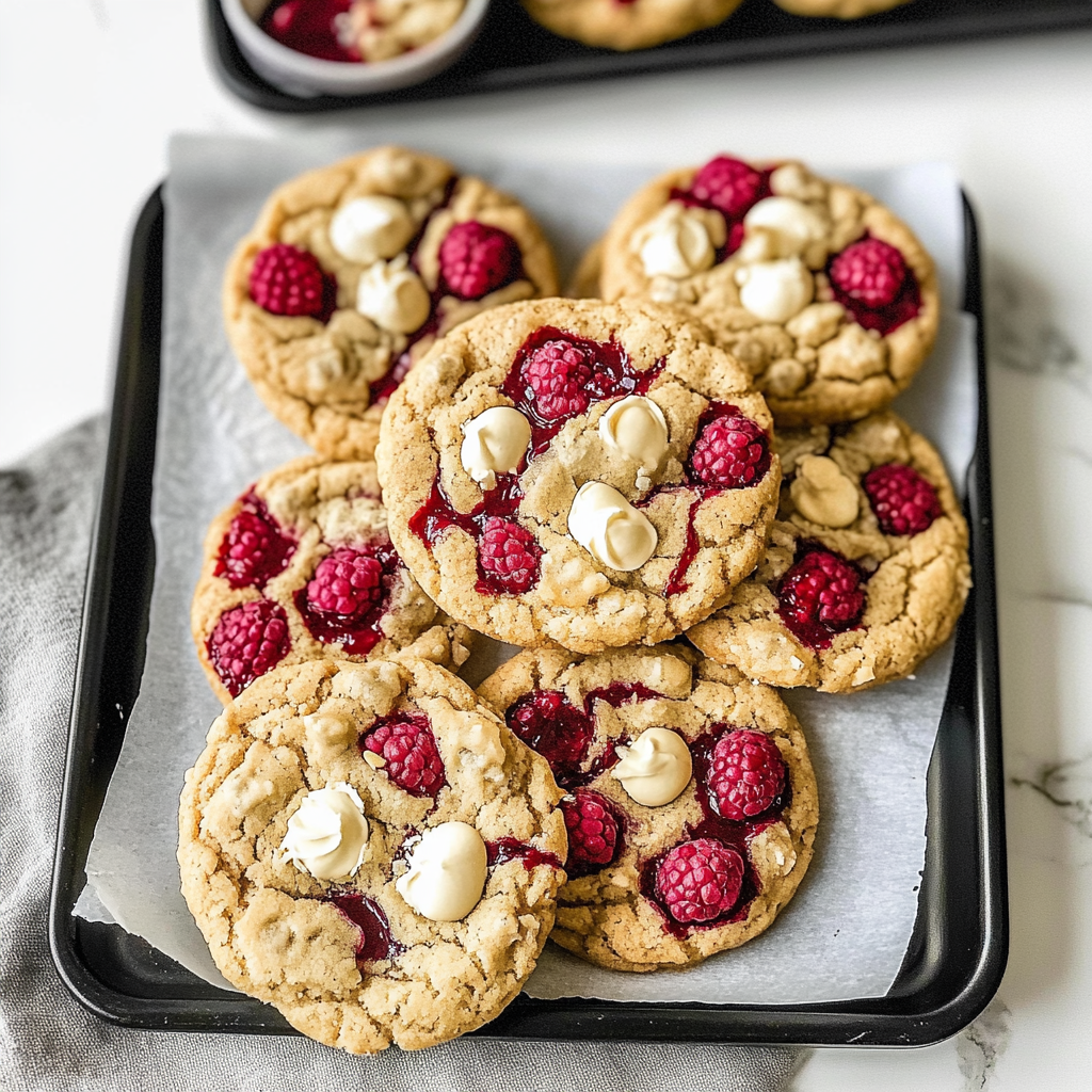 Recipe preparation for raspberry white chocolate cookies