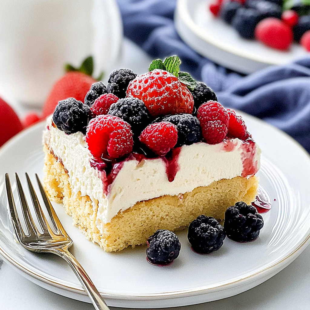 Recipe preparation for tres leches cake with berries