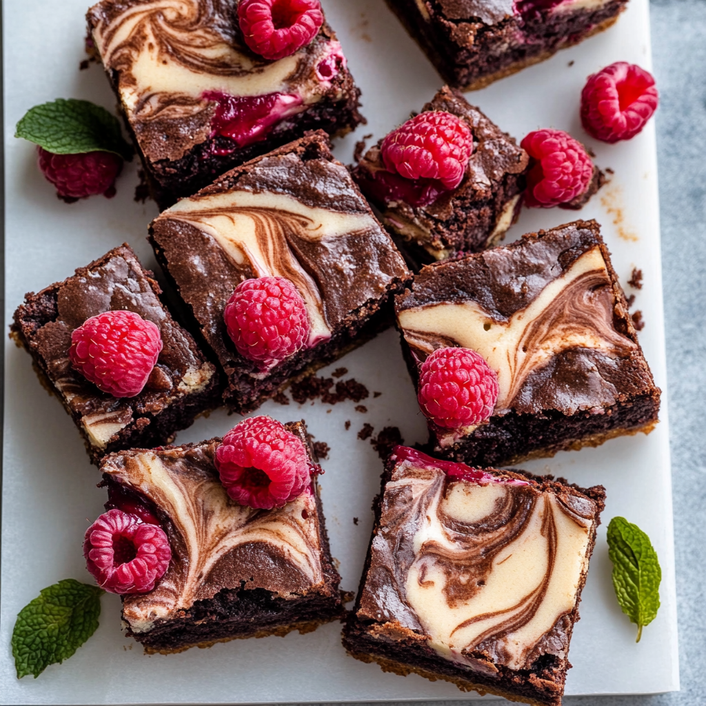 Recipe preparation for Raspberry Swirl Brownies