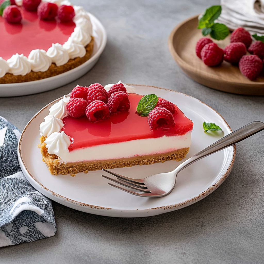 Recipe preparation for No-Bake 4th of July Jello Cream Pie