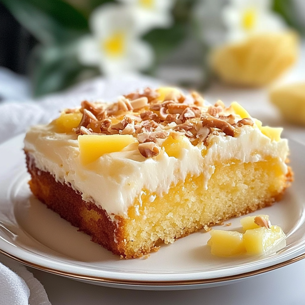 Recipe preparation for Butter Yellow Pineapple Sheet Cake