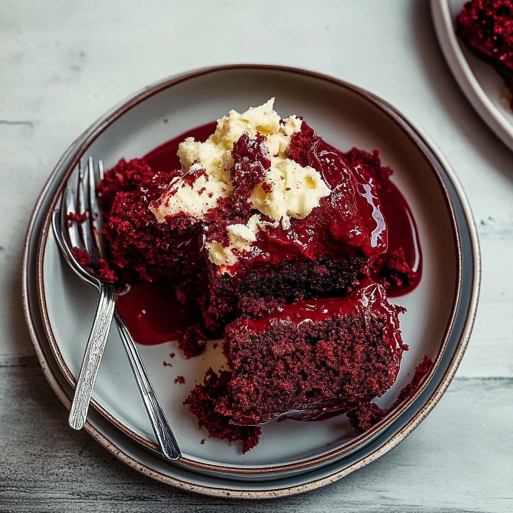 Recipe preparation for Red Velvet Dump Cake