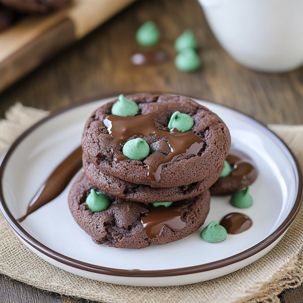 Recipe preparation for Chewy Chocolate Mint Cookies