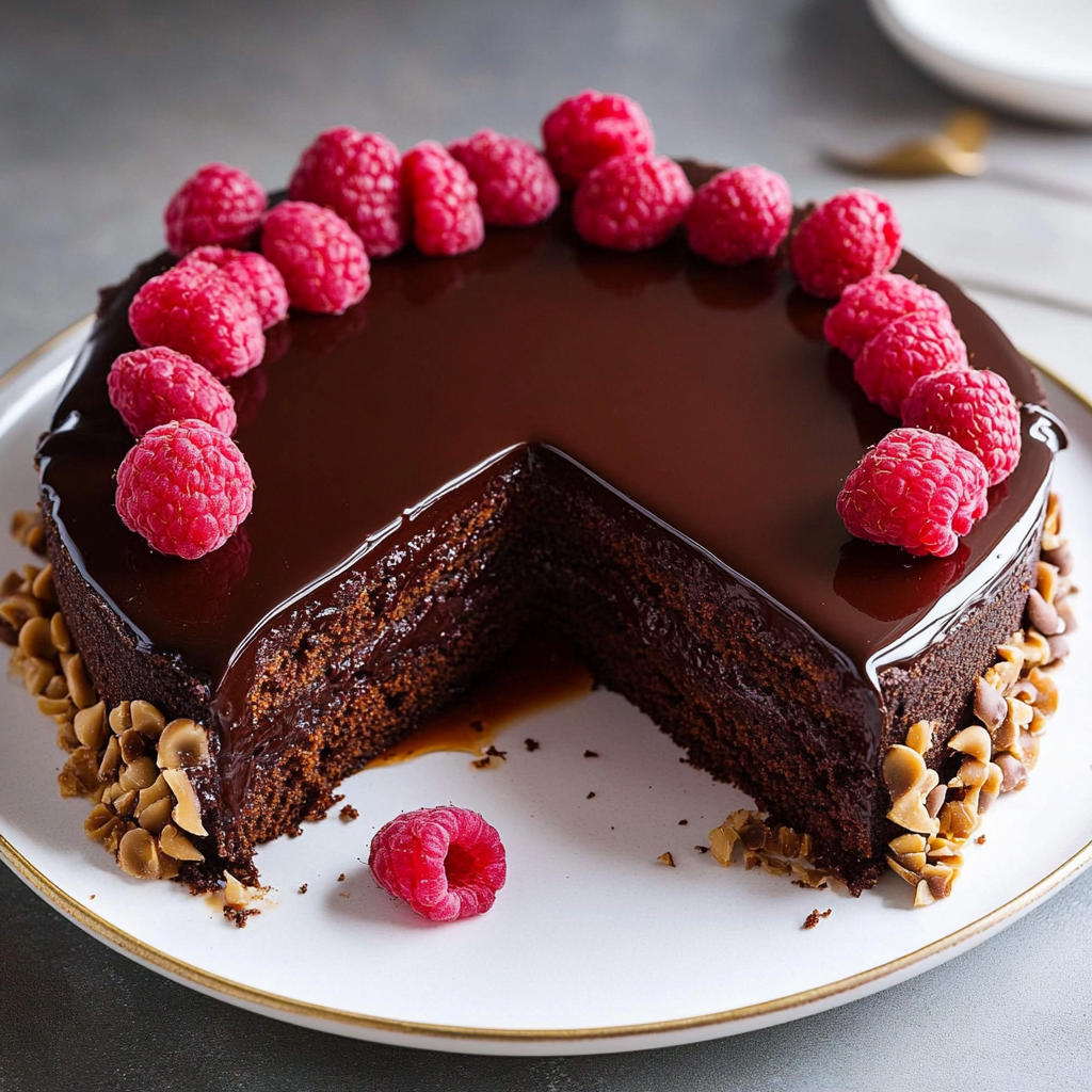 Recipe preparation for Decadent Chocolate Raspberry Cake