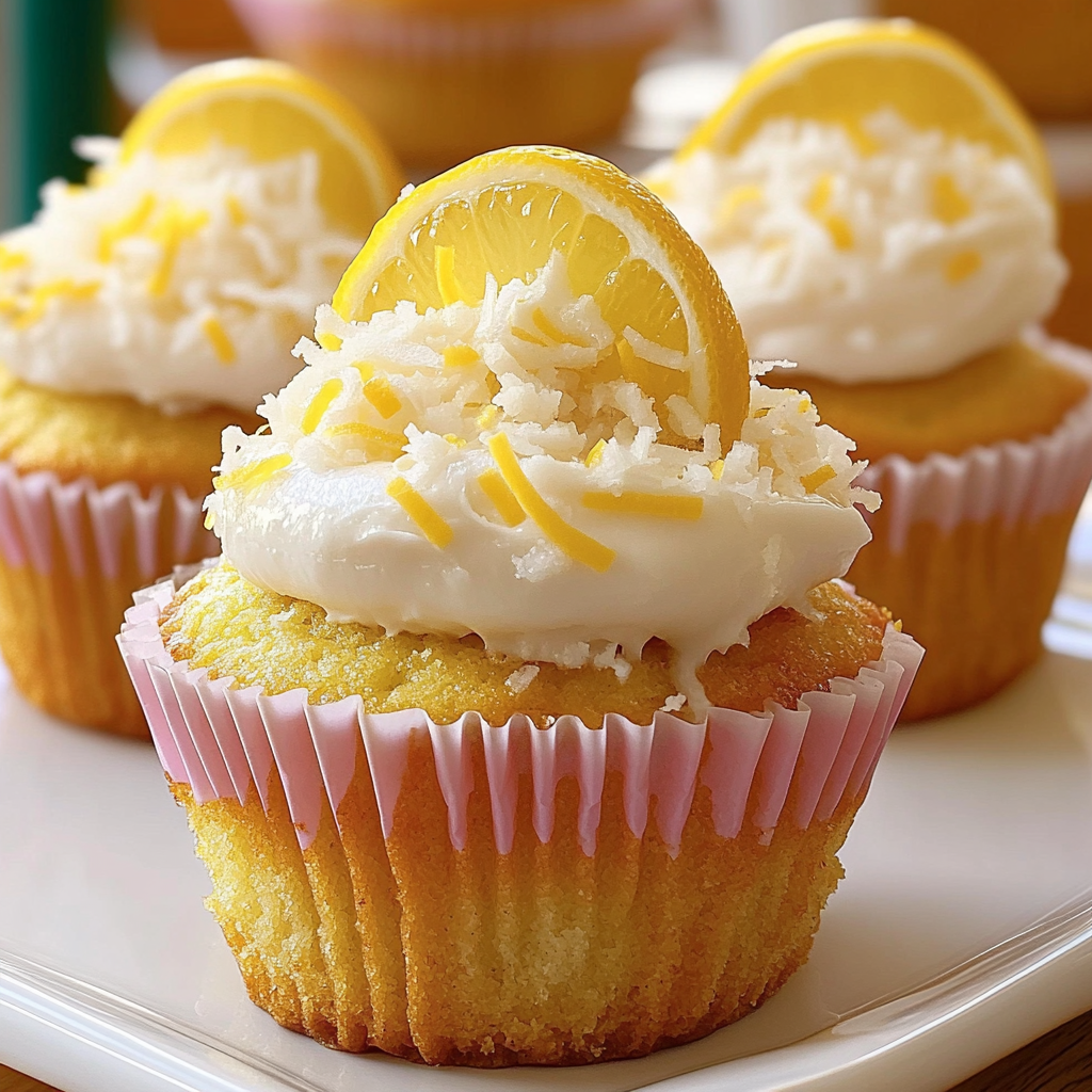 Recipe preparation for Lemon Coconut Cream Cupcakes
