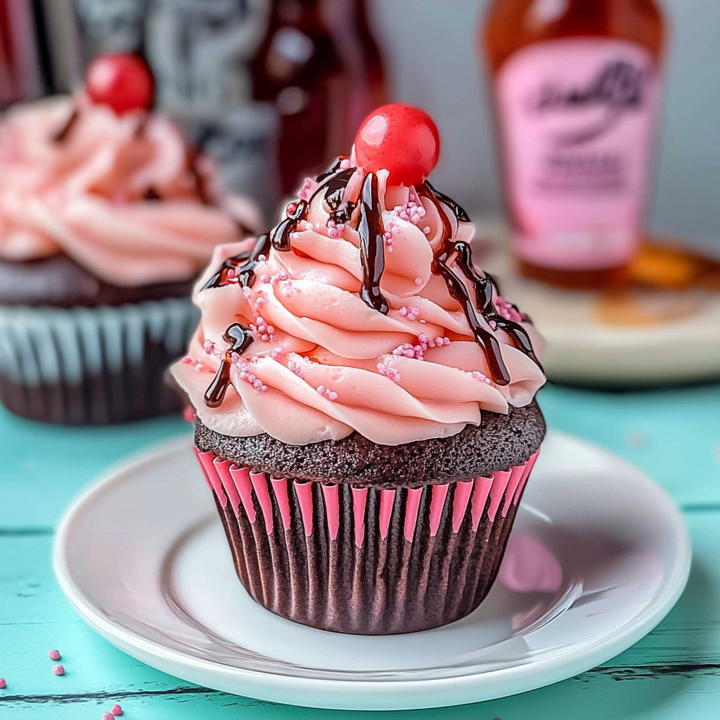 Recipe preparation for Cherry Cola Cupcakes