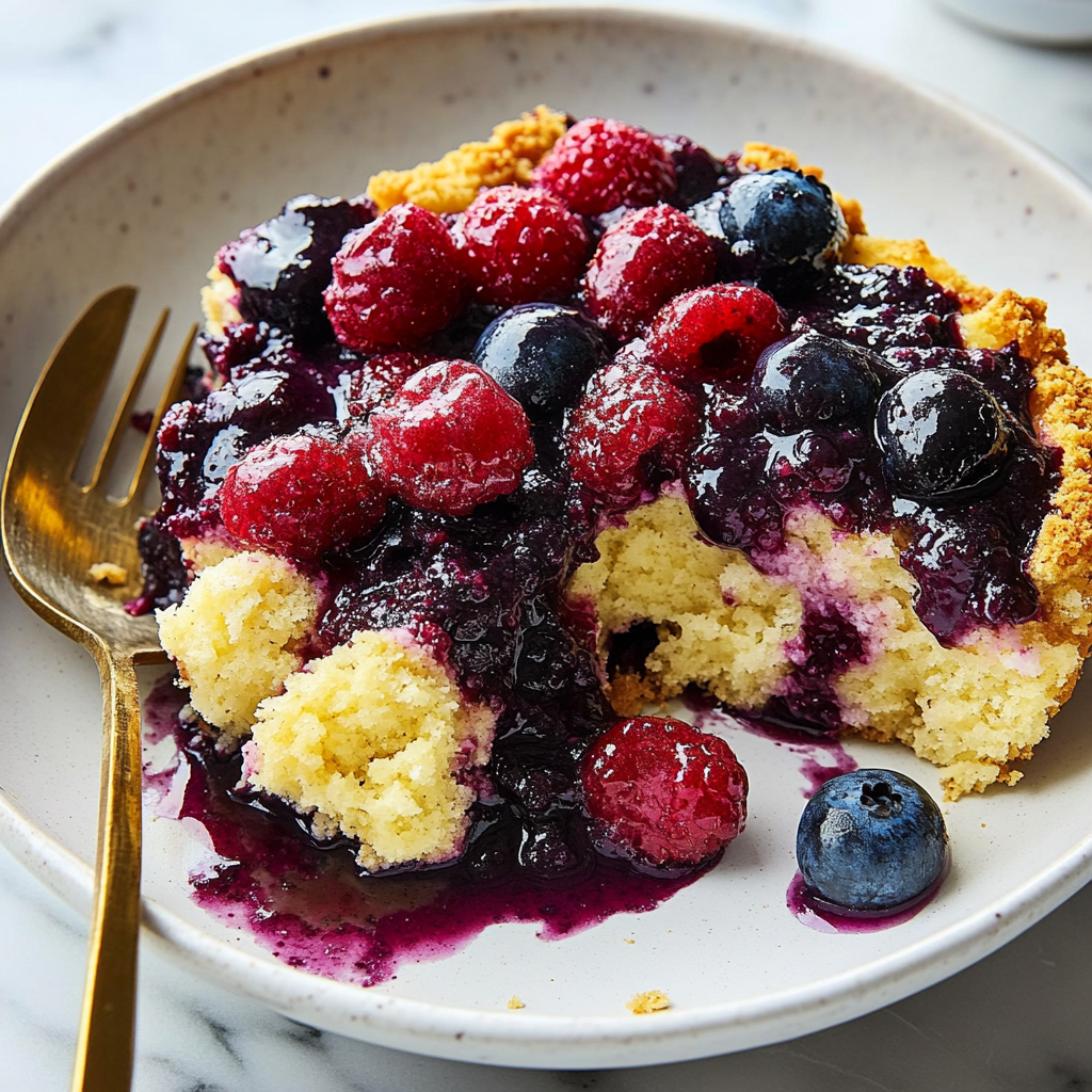 Recipe preparation for No-Bake Summer Berry Dump Cake