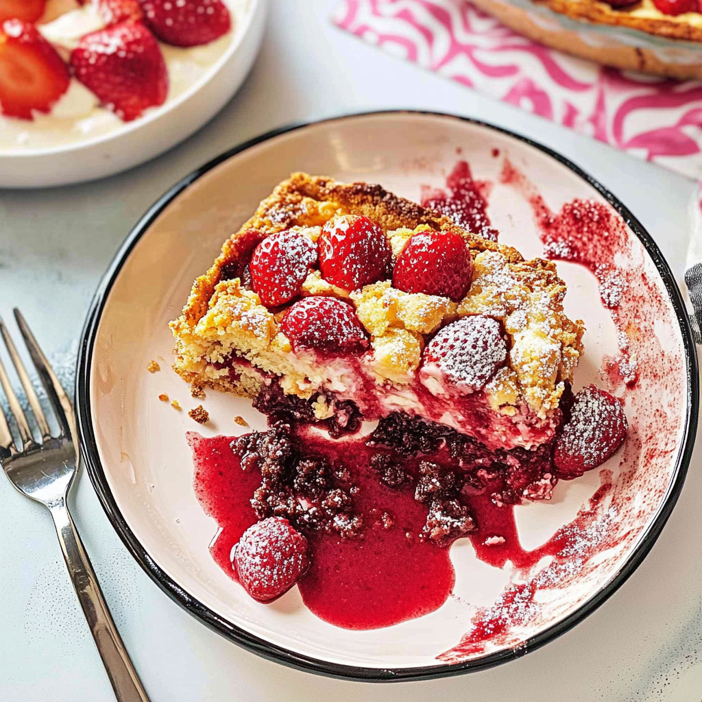 Recipe preparation for Strawberry Watermelon Dump Cake
