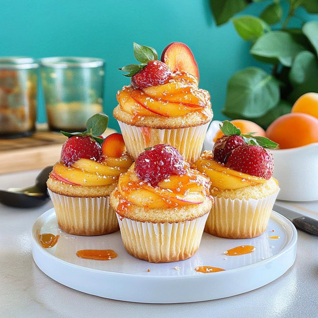 Recipe preparation for Strawberry Peach Bellini Cupcakes