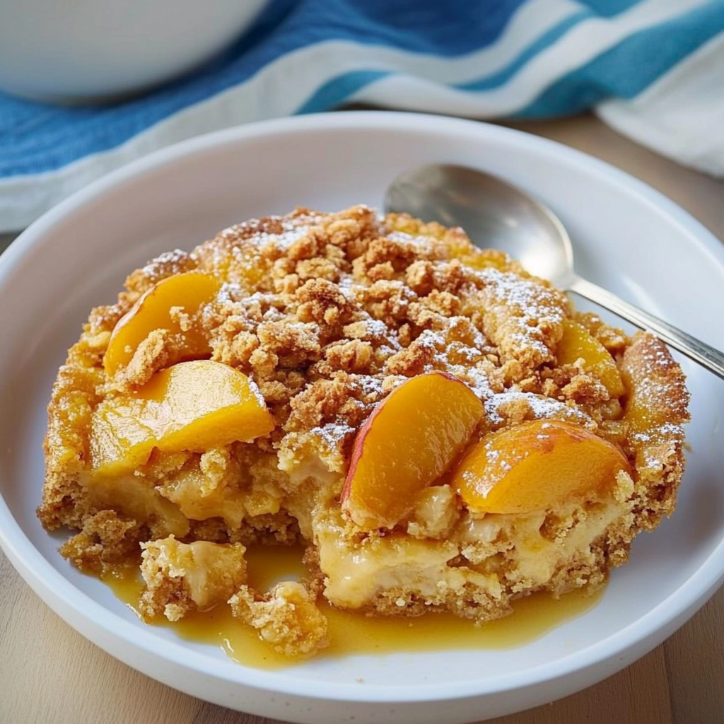 Recipe preparation for Peach Mango Dump Cake