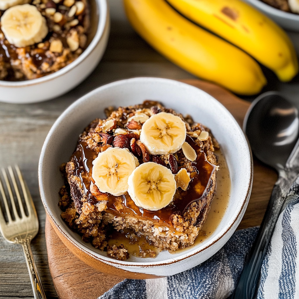 Recipe preparation for Peanut Butter Banana Dump Cake