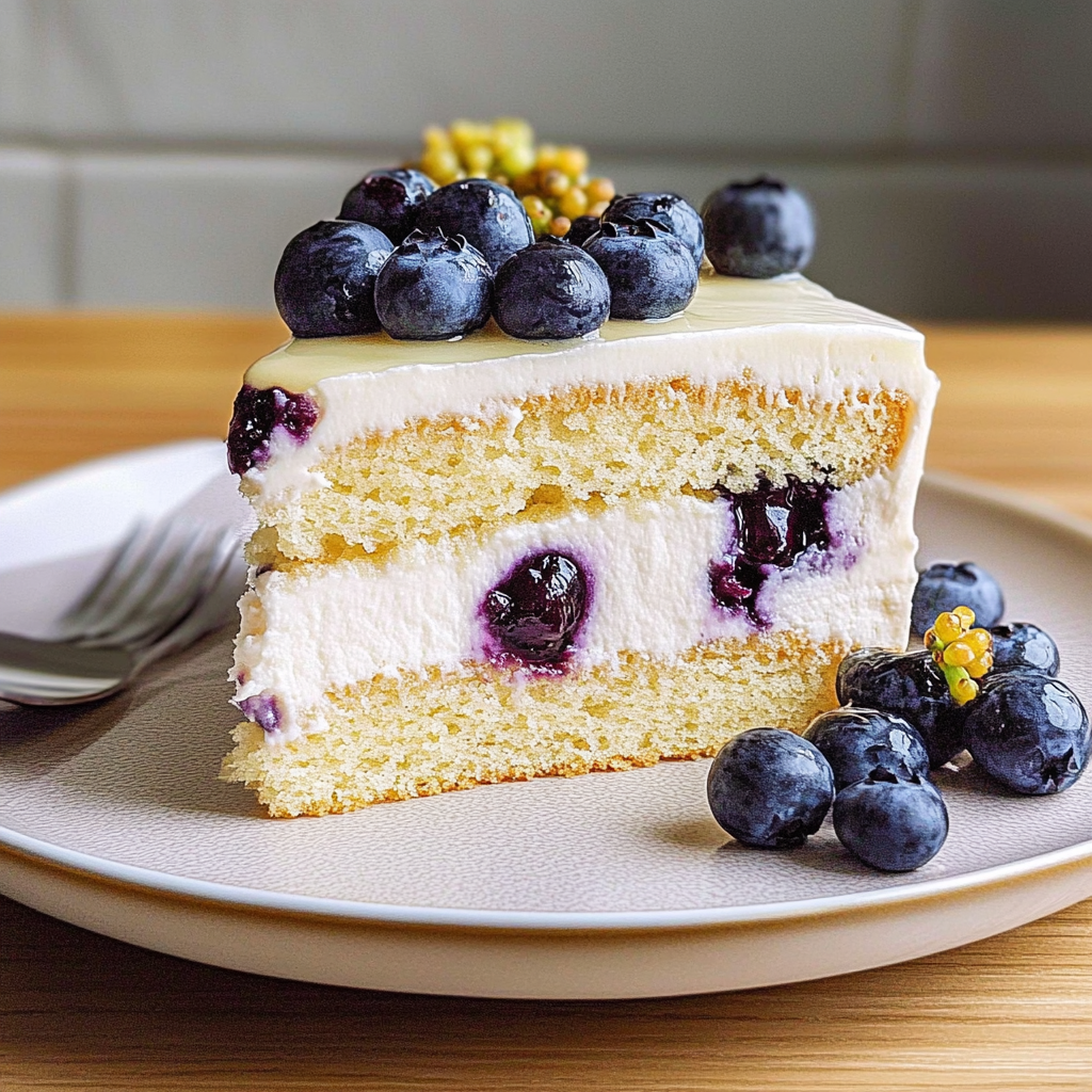 Recipe preparation for Blueberry Cream Cake