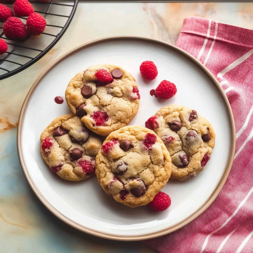 Recipe preparation for Irresistible Raspberry Chocolate Chip Cookies Recipe