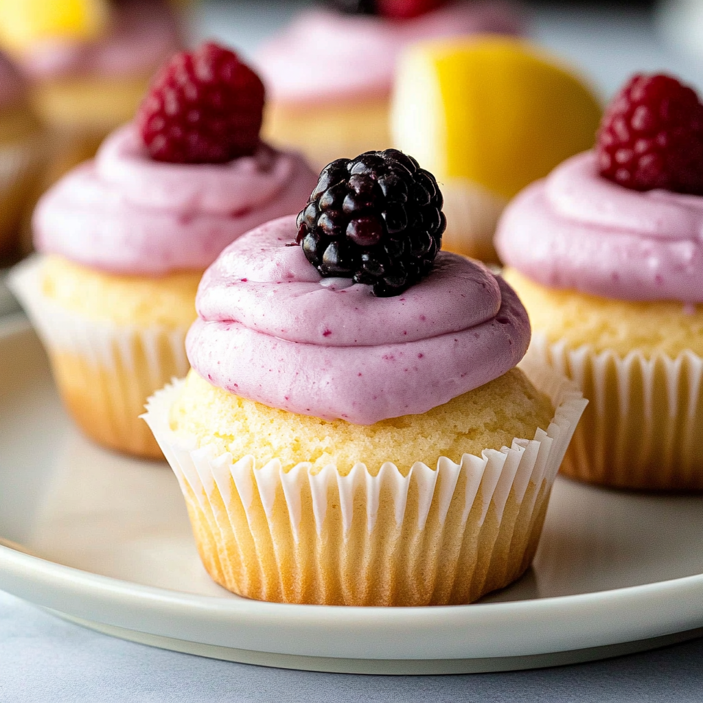 Recipe preparation for Mulberry Lemon Drop Cupcakes
