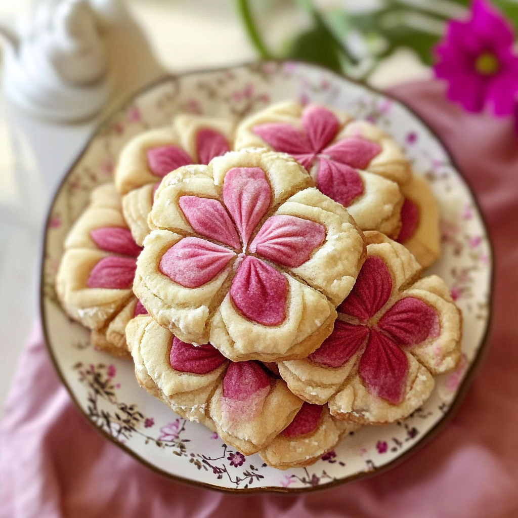 Recipe preparation for Cherry Blossom Shortbread Cookies