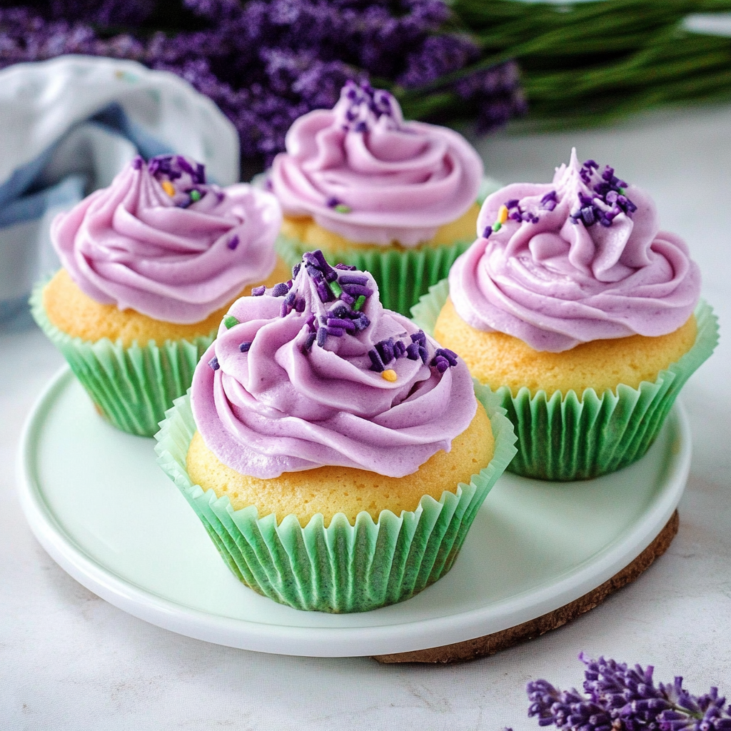 Recipe preparation for Aura Indigo Lavender Cupcakes
