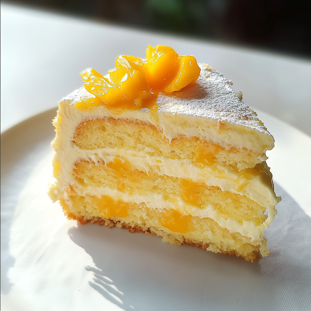 Recipe preparation for Butter Yellow Mango Coconut Cake