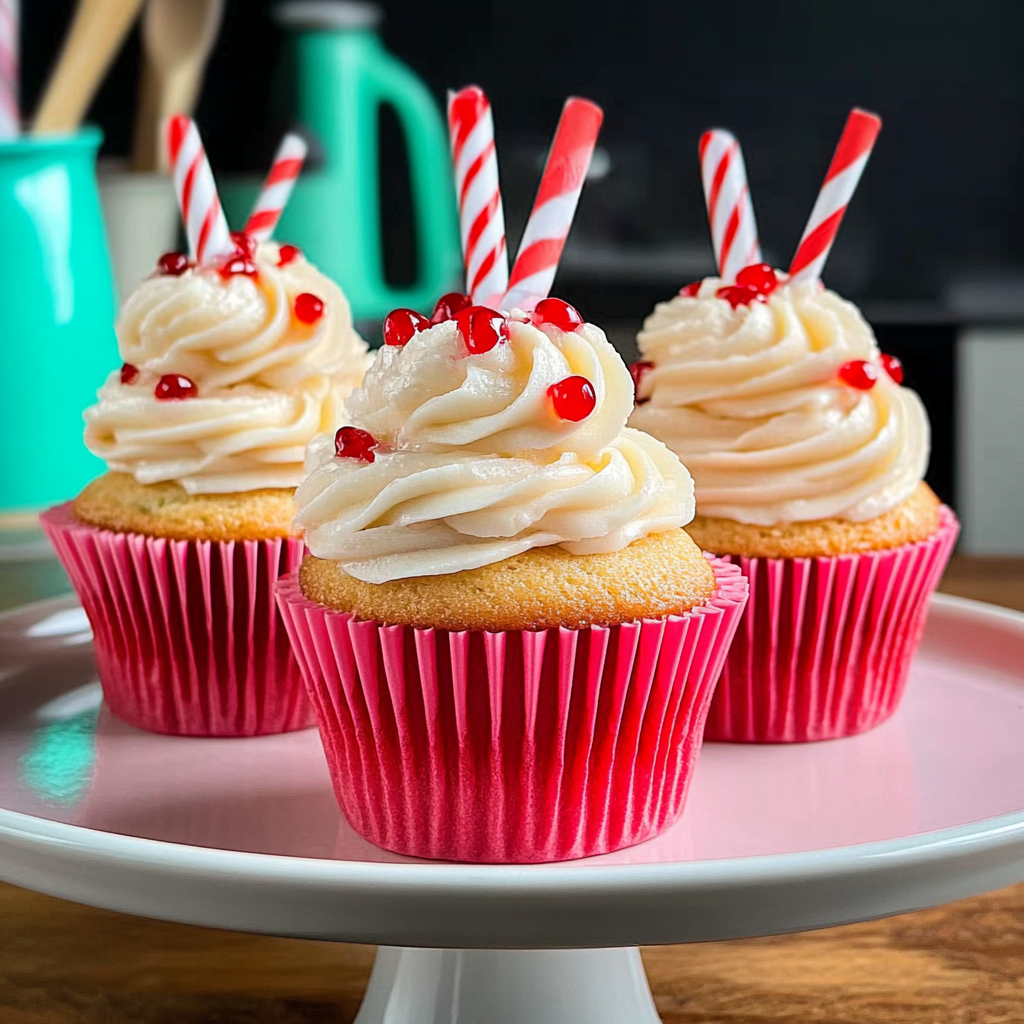 Recipe preparation for Mixed Fruit Rebel Float Cupcakes