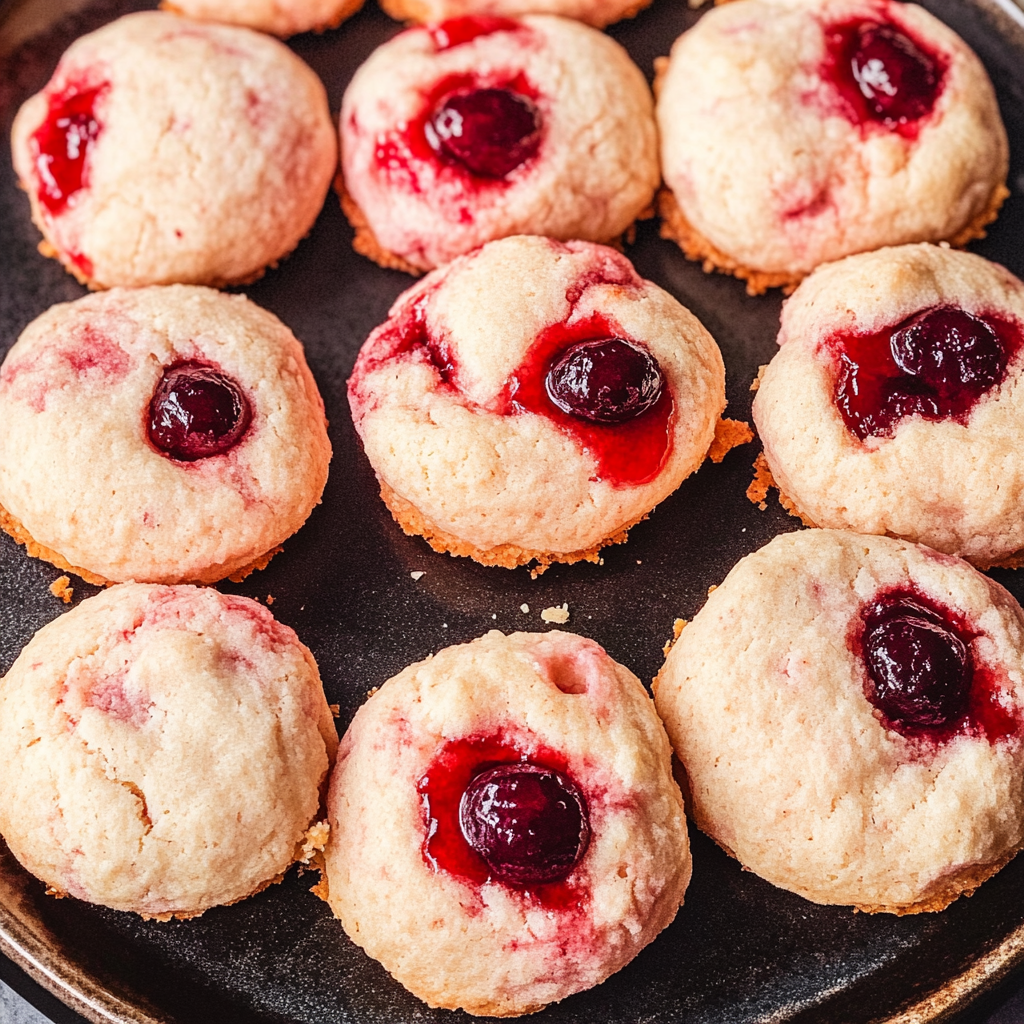 Recipe preparation for Cherry Red Shortbread Cookies