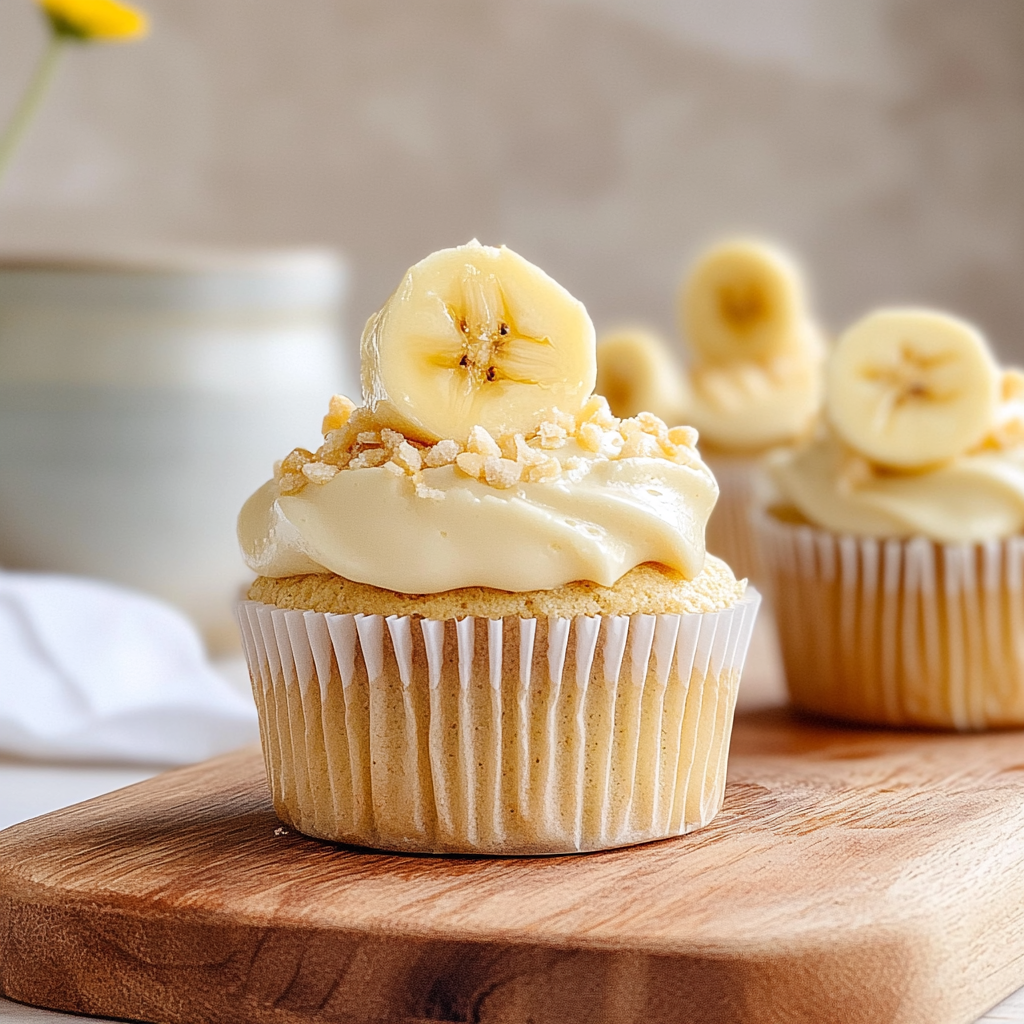 Recipe preparation for Butter Yellow Banana Cream Cupcakes