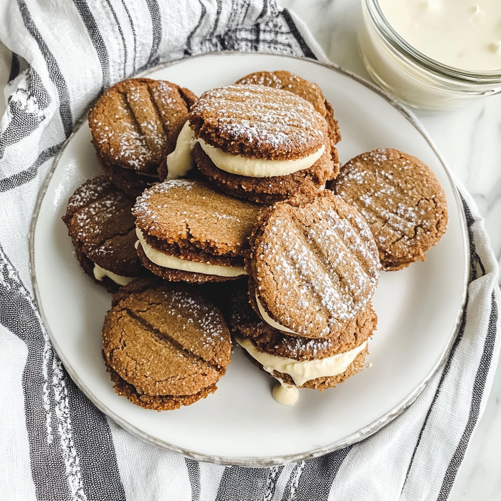 Recipe preparation for Ginger Molasses Sandwich Cookies
