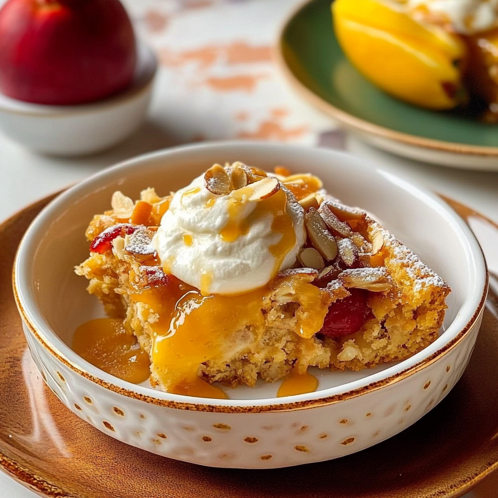 Recipe preparation for Apricot Almond Dump Cake
